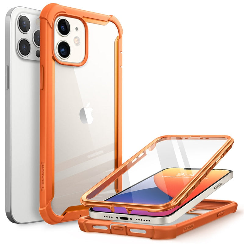 For iPhone 12 Case/12 Pro Case 6.1 inch (2020) I-BLASON Ares Full-Body Rugged Clear Bumper Cover with Built-in Screen Protector