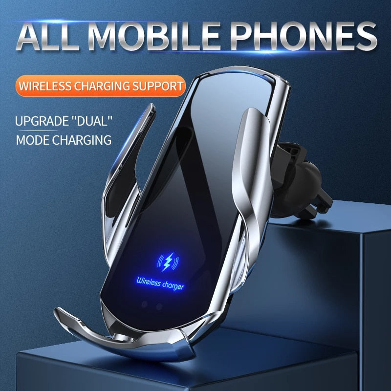 Automatic 30W Car Wireless Charger for iPhone 14 13 12 11 X 8 Samsung S22 S21 Magnetic USB Infrared Sensor Phone Holder Mount