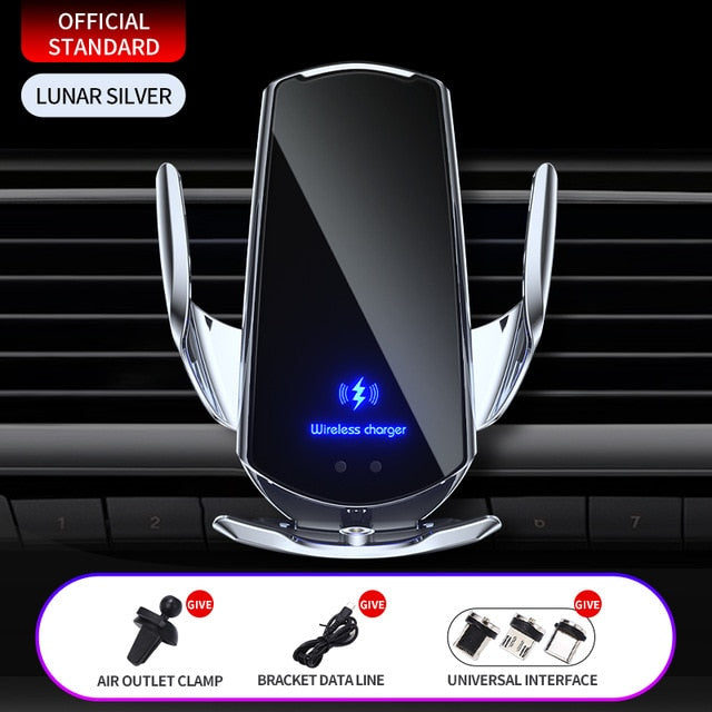 Automatic 30W Car Wireless Charger for iPhone 14 13 12 11 X 8 Samsung S22 S21 Magnetic USB Infrared Sensor Phone Holder Mount