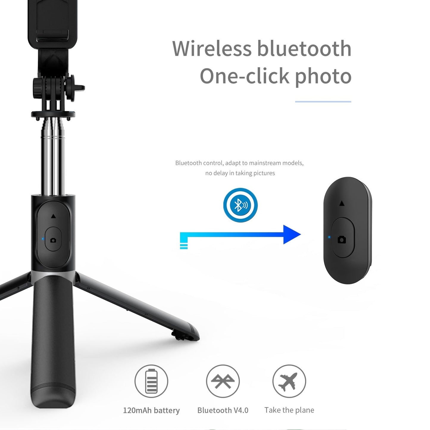 FANGTUOSI 2021 New Wireless selfie stick tripod Bluetooth Foldable Monopod With Led light remote shutter For iphone Wholesale