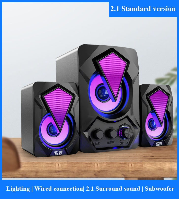 USB Wired Computer Speakers bluetooth speaker column Subwoofer Audio Speaker Multimedia Loudspeaker  for Laptop Desktop Phone