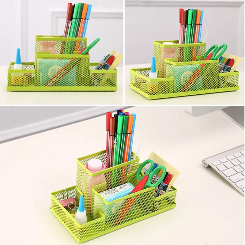 Fashion Multifunctional Office Stationery Desk Organizer Mesh Collection Pen Holder Organizer Box For Birthday Gift