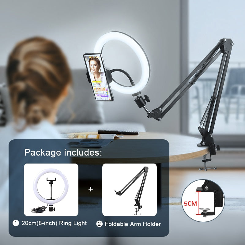 Selfie Ring Light Photography Led Rim Of Lamp with Optional Mobile Holder Mounting Tripod Stand Ringlight For Live Video Stream