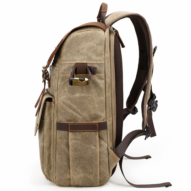 Retro Batik Waterproof Canvas Large Capacity Camera Video Backpack Travel Casual Mens DSLR Photography Shoulders Bag Tripod Case