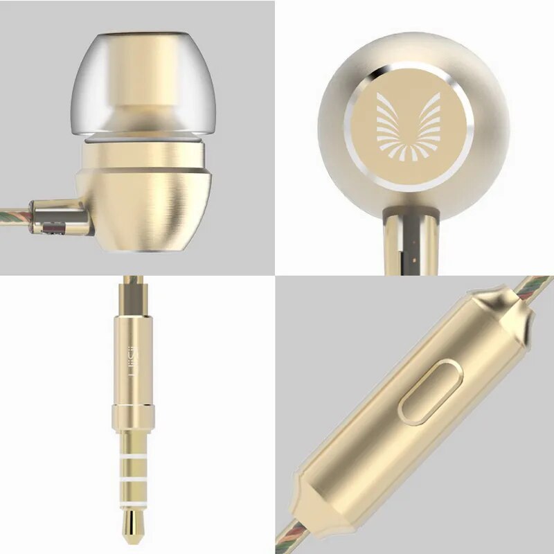 Amazing HD Voice Headphones with MIC Metal Bass Headset 3.5mm Gold Plated Jack Universal for Smart Phones Tablets MP4 UiiSii HM7