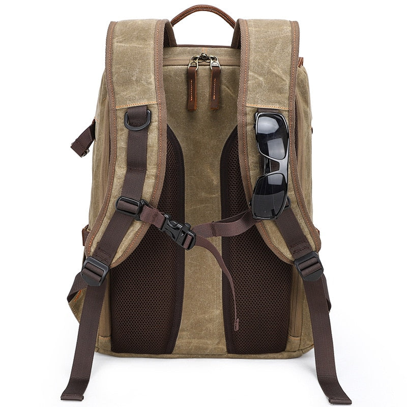 Retro Batik Waterproof Canvas Large Capacity Camera Video Backpack Travel Casual Mens DSLR Photography Shoulders Bag Tripod Case