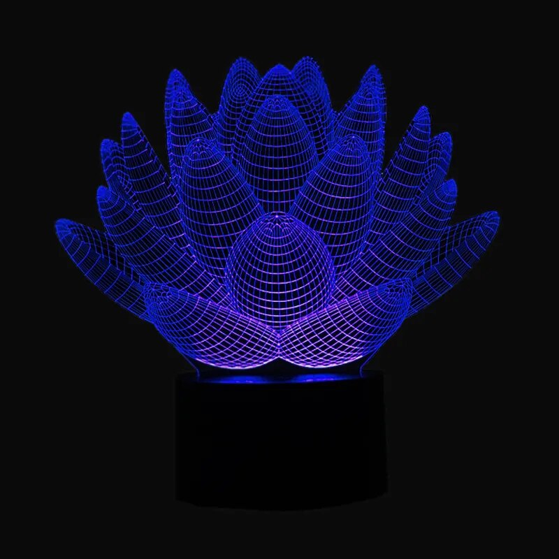 Lotus Flower 3D USB LED Night Light Colors Changing Christmas Lights Touch Button Kids Living Bedroom Lighting Lampen Luminarias