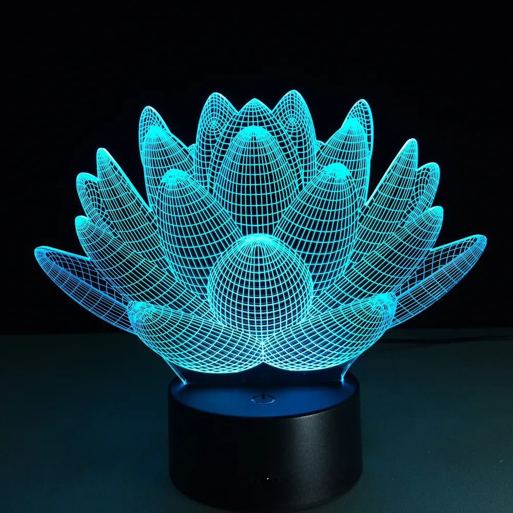 Lotus Flower 3D USB LED Night Light Colors Changing Christmas Lights Touch Button Kids Living Bedroom Lighting Lampen Luminarias