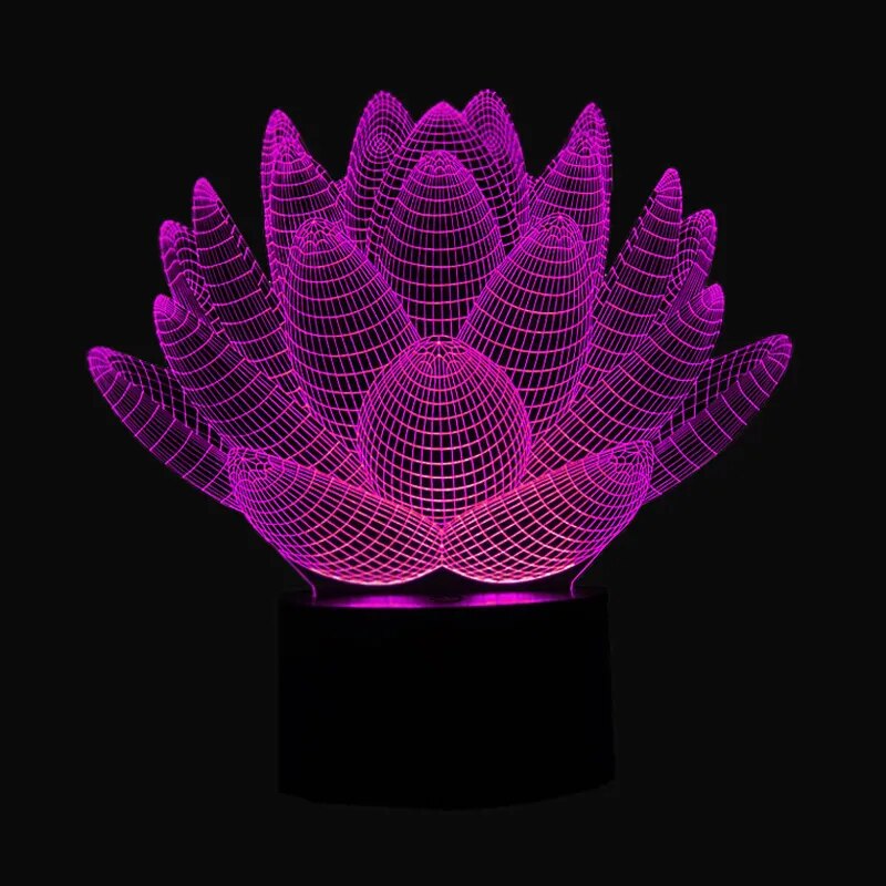 Lotus Flower 3D USB LED Night Light Colors Changing Christmas Lights Touch Button Kids Living Bedroom Lighting Lampen Luminarias