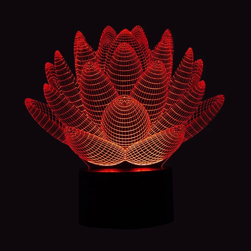 Lotus Flower 3D USB LED Night Light Colors Changing Christmas Lights Touch Button Kids Living Bedroom Lighting Lampen Luminarias