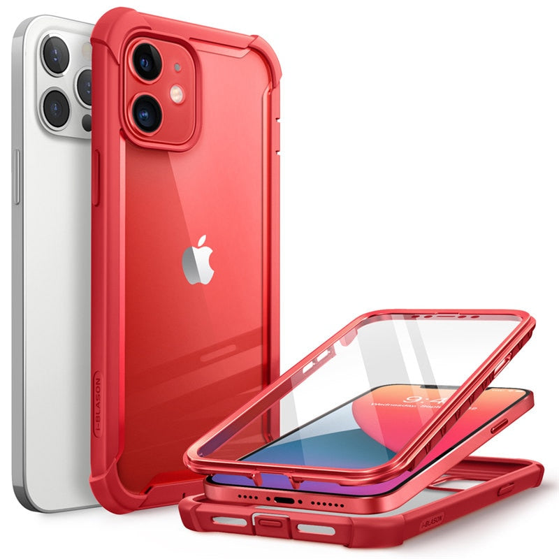 For iPhone 12 Case/12 Pro Case 6.1 inch (2020) I-BLASON Ares Full-Body Rugged Clear Bumper Cover with Built-in Screen Protector