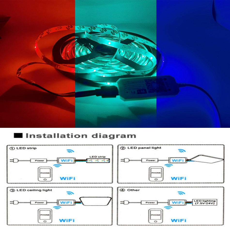 Magic Home Mini RGB RGBW WiFi Controller DC12V-24V For Led Strip Panel Light Timing Function 16million Colors Smartphone Control