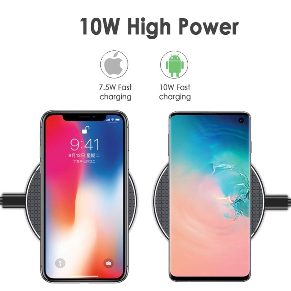 10W  Quick Wireless Charger For iPhone 13 12 Pro Max 11 Pro XR XS Max Samsung Huawei Xiaomi Oppo Phone Fast Inductive Charging