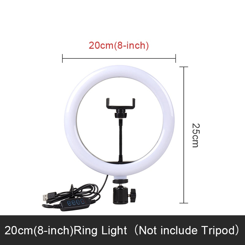 Selfie Ring Light Photography Led Rim Of Lamp with Optional Mobile Holder Mounting Tripod Stand Ringlight For Live Video Stream