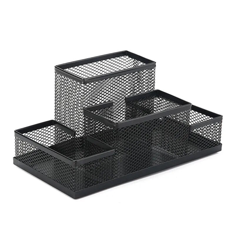 Fashion Multifunctional Office Stationery Desk Organizer Mesh Collection Pen Holder Organizer Box For Birthday Gift