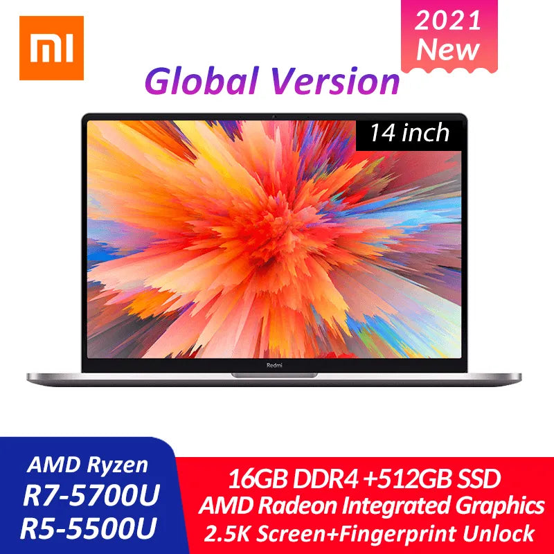 New Xiaomi RedmiBook Pro 14 Laptop AMD Ryzen 5700U /5500U Processor 16GB DDR4+512GB SSD 2.5K Super Retina Full Screen Notebook