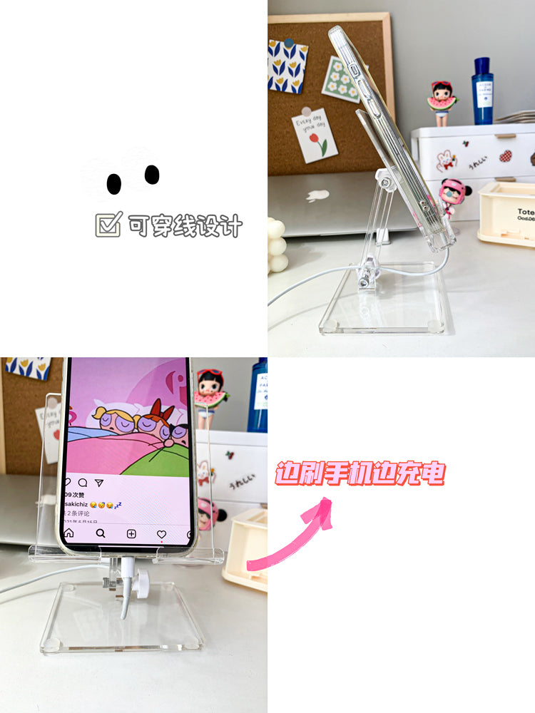 Acrylic Mobile Phone Holder iPad Tablet Computer Stand Desktop Stand Transparent Live Broadcast Angle Adjustment Mobile Phone Stand Holder Foldable Watching TV Tablet Computer Fixed Shooting Mobile Phone Accessories Neutral for sale