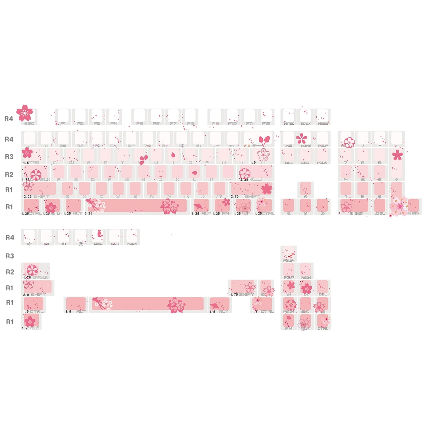 Jkdk Colorful Pink Side Engraved Transparent OEM Key CAP 68 75 84 87 104 8.0 Mechanical Keyboard