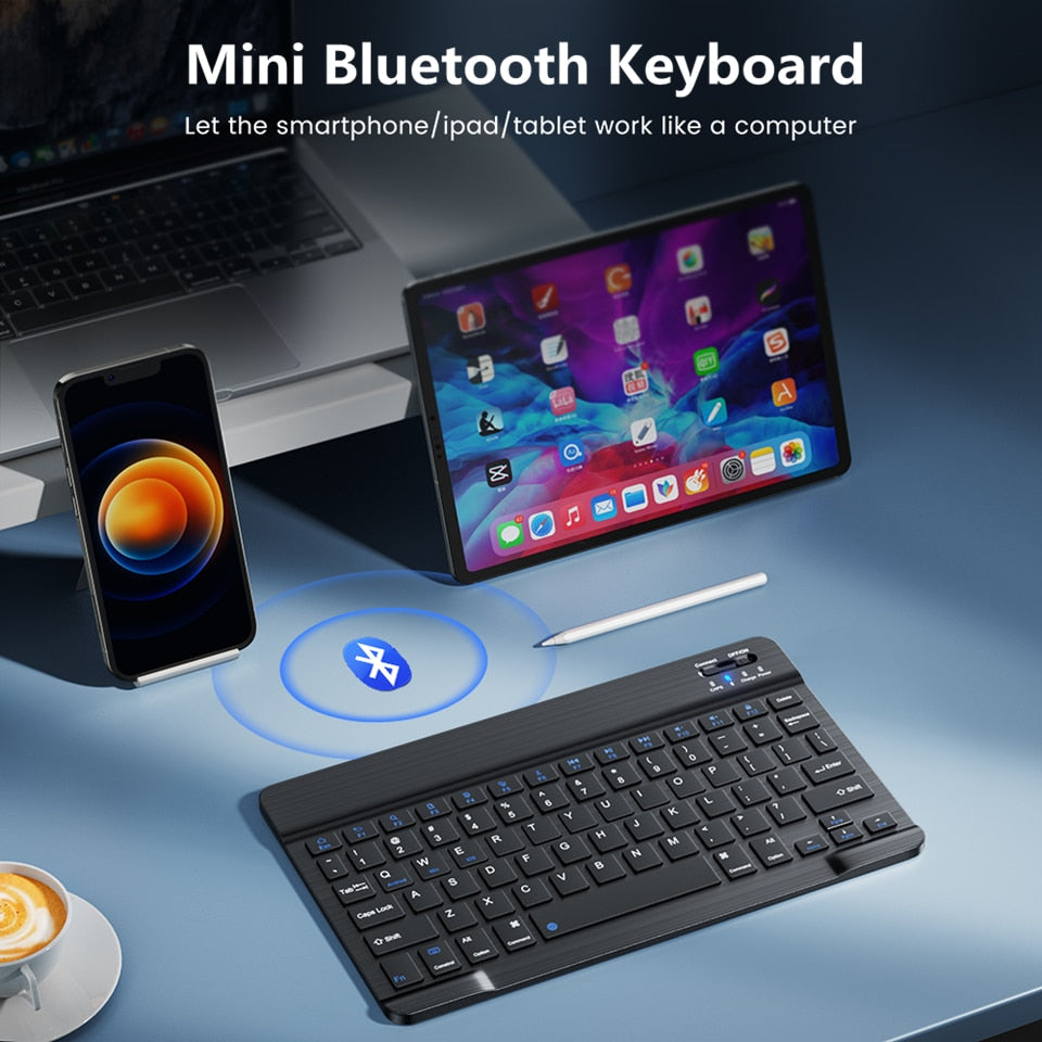 Mini Bluetooth Keyboard Wireless Keyboard Rechargeable For iPad Phone Tablet Russian Spanish Keyboard For Android ios Windows