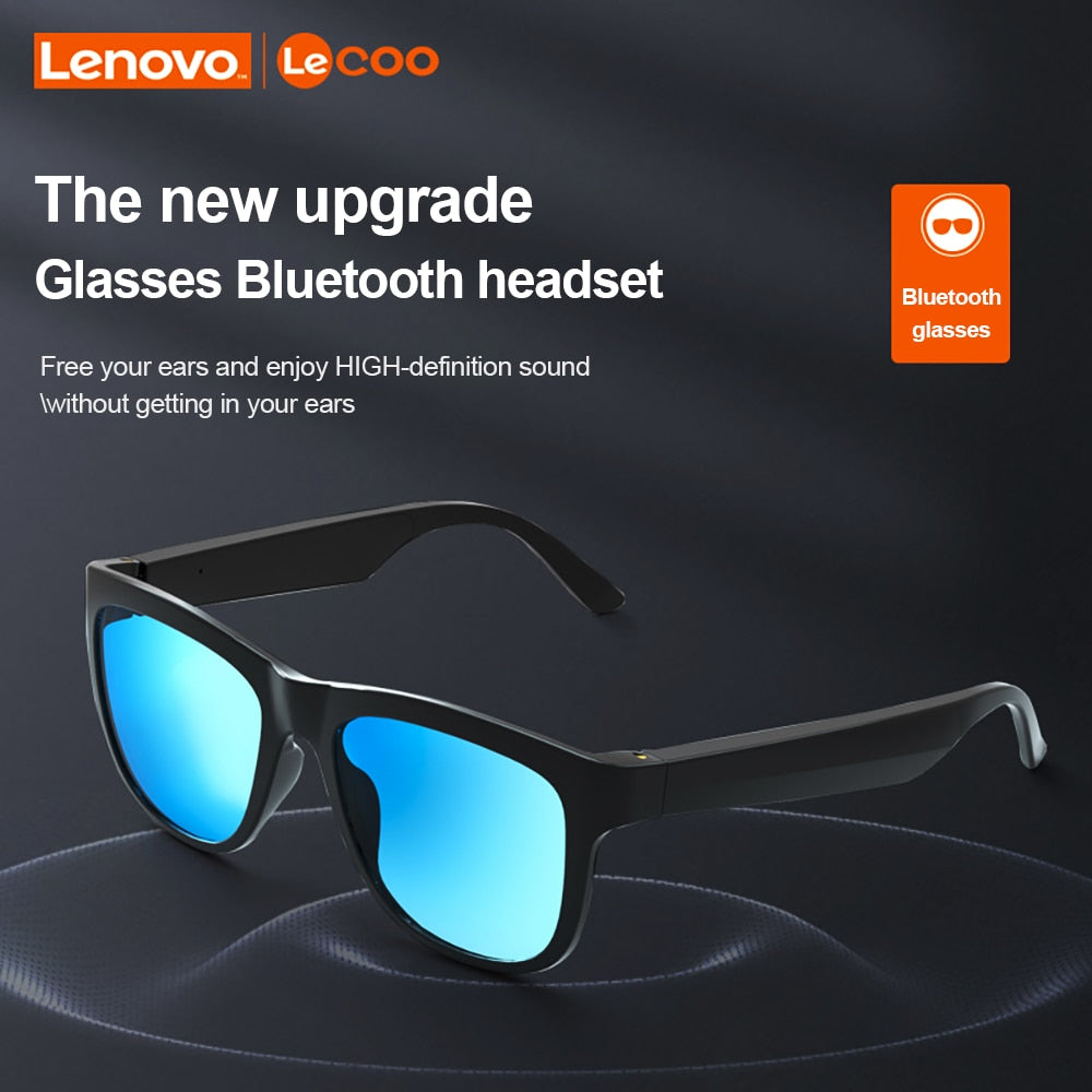 Lenovo Lecoo Smart Glasses Headset Wireless Bluetooth 5.0 Sunglasses Outdoor Sport earphone Calling Music Anti-Blue Eyeglasses for sale