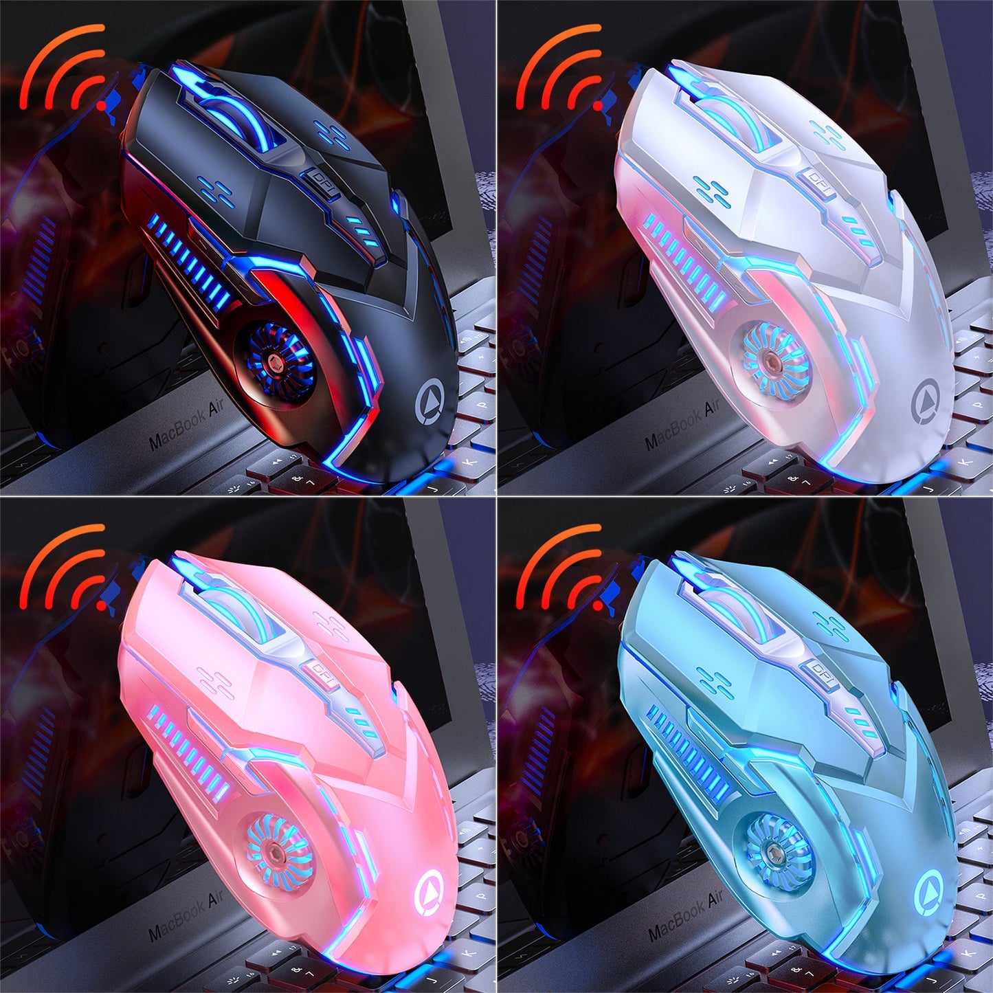 3200dpi Wireless Mouse for PC Gaming Mouse Ergonomic Mice with LED Backlit Mice Rechargeable Gamer Mouse for Computer Laptop