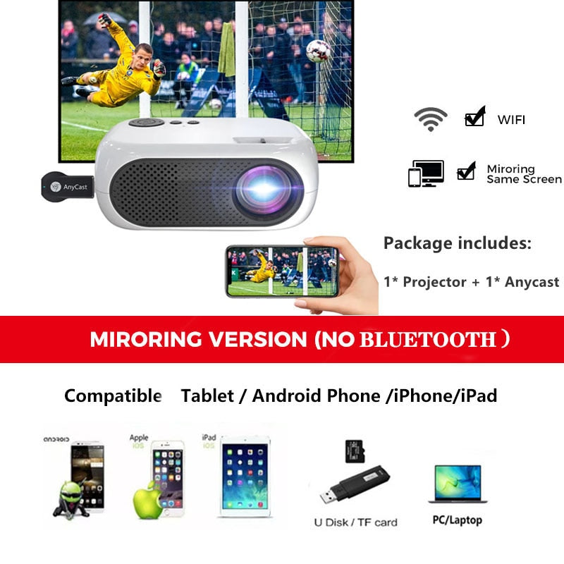 XIDU Mini Projector Support 1080P Full HD Native 480P LED Projector For Android Phone iPhone iPad Stick Roku Chromecast Beamer