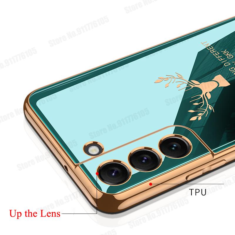 For Samsung S22 Ultra Elk Pattern Gold Plating Soft Silicone Phone Case For Galaxy S22 Plus Electroplated Deer Head Phone Cover