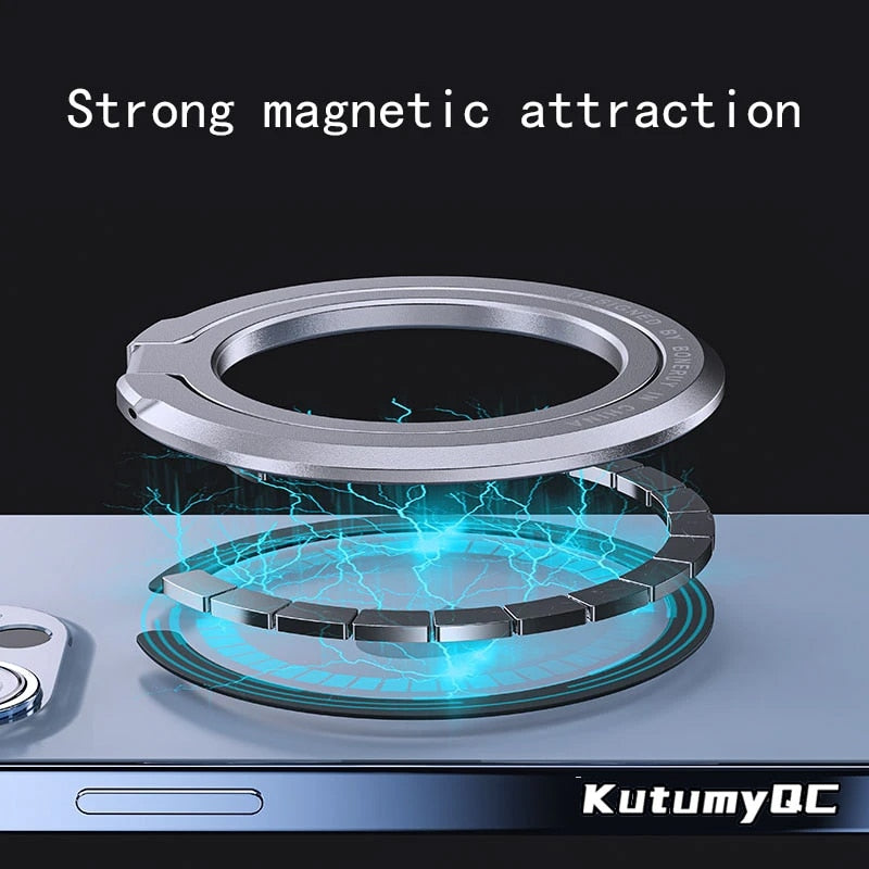 Magnetic KutumyQC Cell Phone Ring Holder Compatible with iPhone 12 13 14 Series MagSafe Removable Cell Phone Grip Kickstand