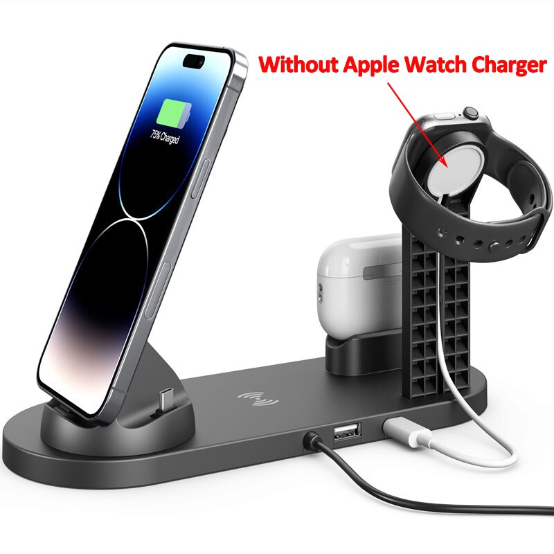 5 In 1 Wireless Charger Stand Pad For iPhone 14 13 12 11X8 Apple Watch Airpods Desk Phone Chargers Fast Charging Dock Station for sale