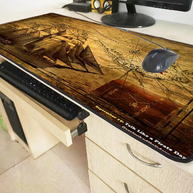 XGZ Pirate Ship Large Gaming Mouse Pad Lock Edge Mouse Mat for Laptop Computer Pad Desk Pad for Dota 2 LOL Mousepad XXL