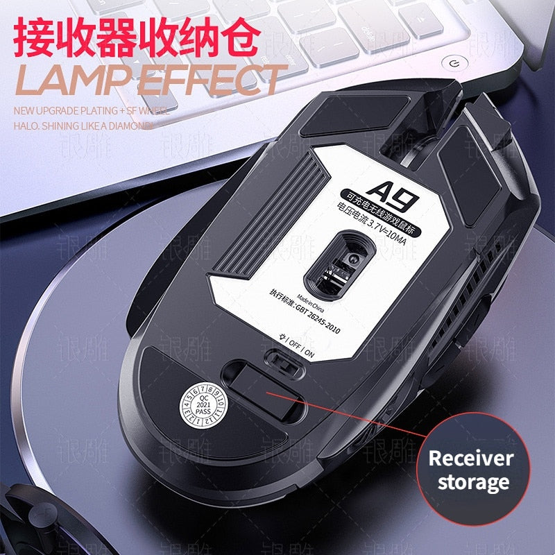 3200dpi Wireless Mouse for PC Gaming Mouse Ergonomic Mice with LED Backlit Mice Rechargeable Gamer Mouse for Computer Laptop