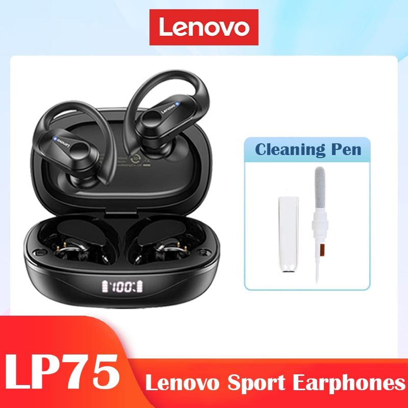 Lenovo LP75 TWS Sports Earphones Bluetooth 5.3 Wireless Headphones Waterproof HiFi Stereo Noise Reduction Earbuds with Mics