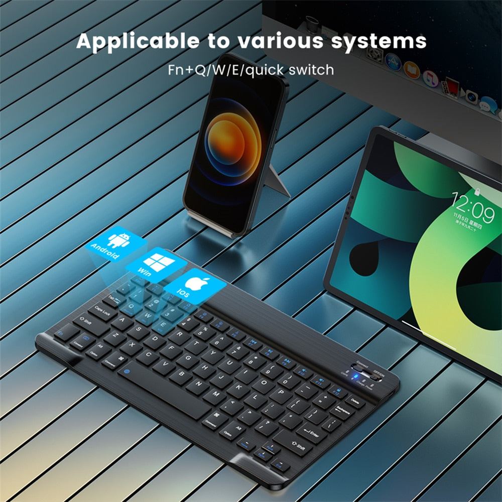 EMTRA Bluetooth Wireless Keyboard Mouse For Android IOS Huawei Xiaomi Tablet For iPad Air Mini 5 Spanish Korean Russian Keyboard