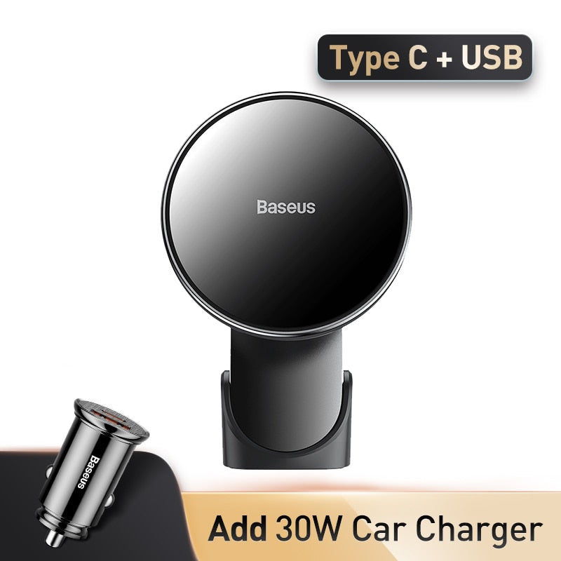 Baseus Magnetic Car Phone Holder Wireless Charger for Apple iPhone 14 13 12 11 Pro Max Wireless Charging Phone Holder Charger