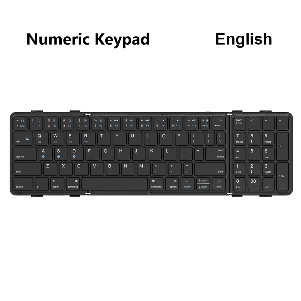 AVATTO Portable Mini folding Wireless Bluetooth 5.1 keyboard with 3Channels Connection for Windows Android IOS Tablet ipad Phone for sale