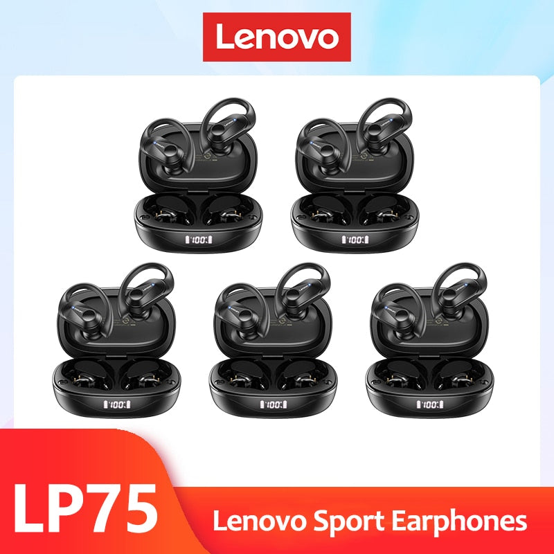 Lenovo LP75 TWS Sports Earphones Bluetooth 5.3 Wireless Headphones Waterproof HiFi Stereo Noise Reduction Earbuds with Mics