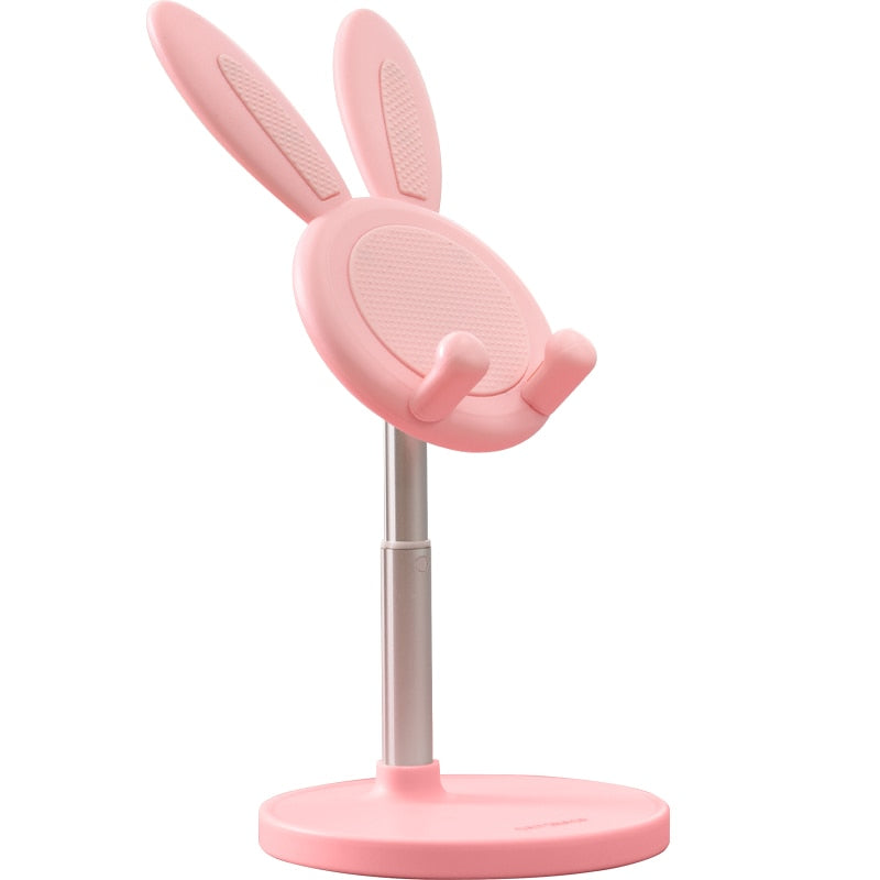 Oatsbasf Telescopic Cute Bunny Phone Holder Lovely Rabbit Desktop Laptop Stand Height Angle Adjustable Antislip Tablet Bracket