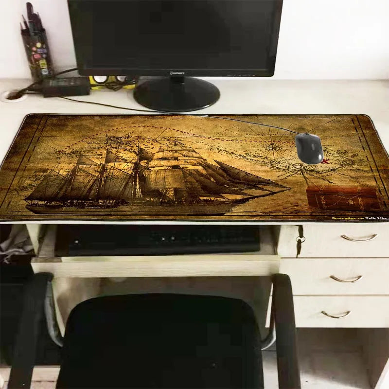 XGZ Pirate Ship Large Gaming Mouse Pad Lock Edge Mouse Mat for Laptop Computer Pad Desk Pad for Dota 2 LOL Mousepad XXL