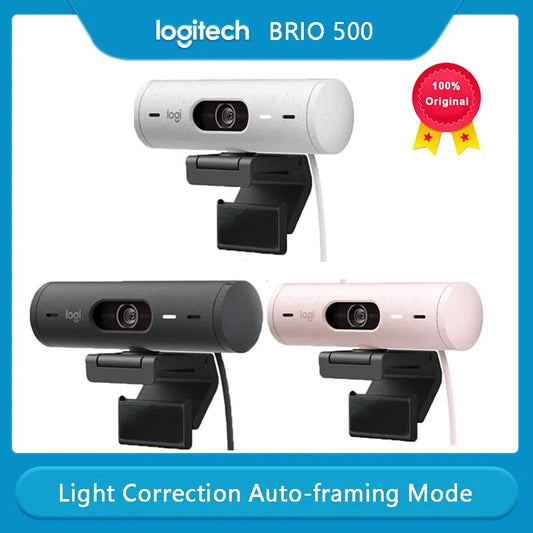 Logitech BRIO 500 Webcam 1080P HD Wide-angle Webcam RightLight 4 Auto-framing Show ModeWith Noise Reduction Microphone