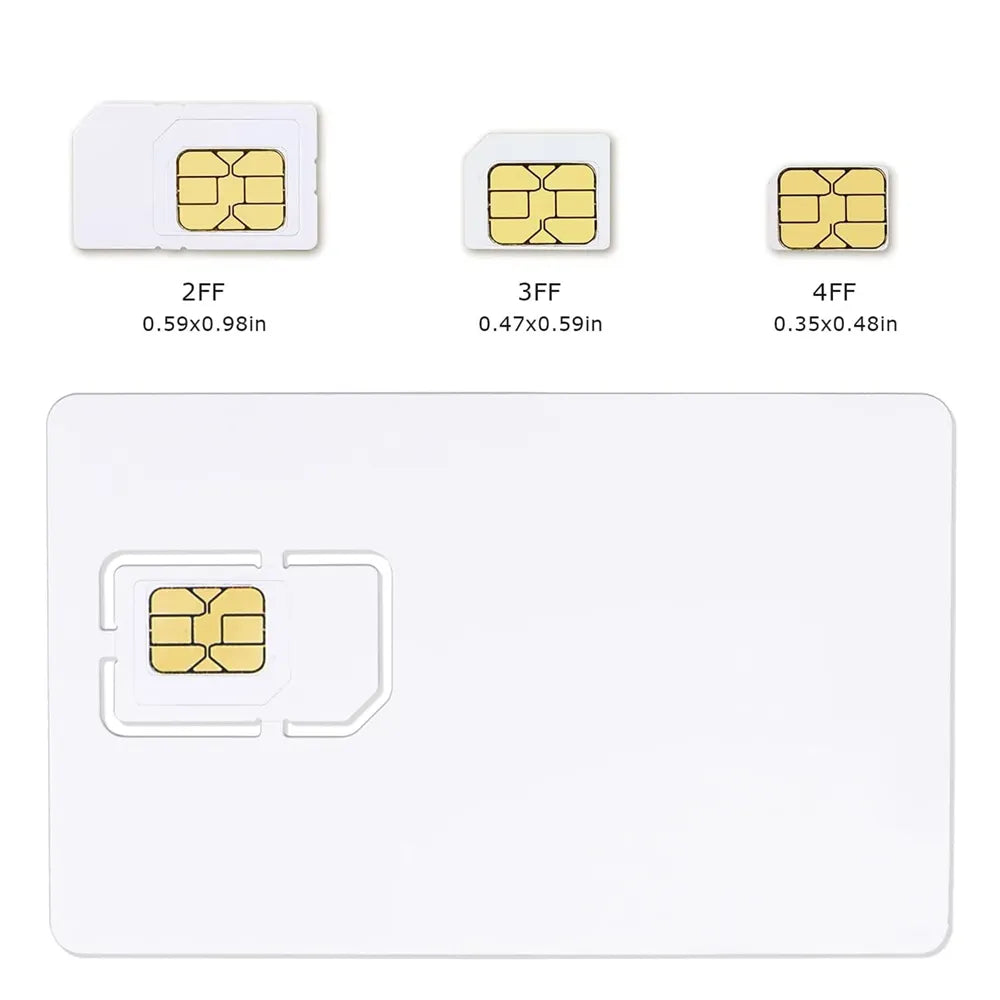 Writable Programable 4G Blank SIM Chip Card Nano Micro USIM Card With Micro Nano Size FF 3FF 4FF 3 IN 1