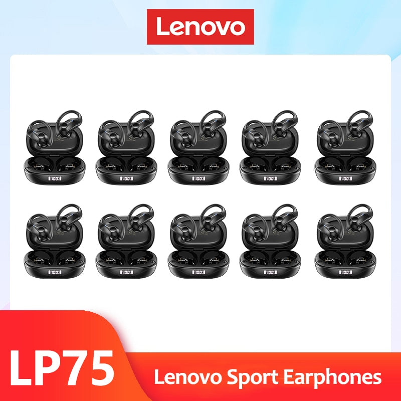 Lenovo LP75 TWS Sports Earphones Bluetooth 5.3 Wireless Headphones Waterproof HiFi Stereo Noise Reduction Earbuds with Mics