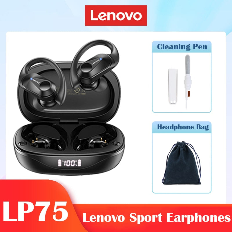 Lenovo LP75 TWS Sports Earphones Bluetooth 5.3 Wireless Headphones Waterproof HiFi Stereo Noise Reduction Earbuds with Mics