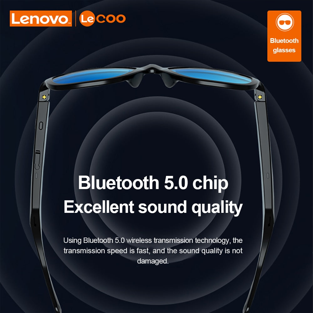 Lenovo Lecoo Smart Glasses Headset Wireless Bluetooth 5.0 Sunglasses Outdoor Sport earphone Calling Music Anti-Blue Eyeglasses for sale