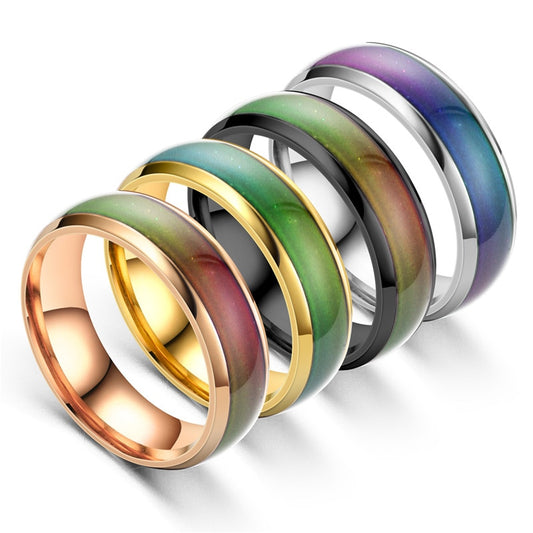 5 Colors Stainless Steel Changing Color Rings Mood Emotion Feeling Temperature Ring for Women Men Couples Ring Tone Jewelry Gift For Sale