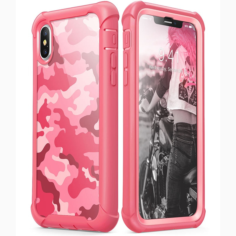 For iphone X Xs Case 5.8 inch Original i-Blason Ares Series Full-Body Rugged Clear Bumper Case with Built-in Screen Protector