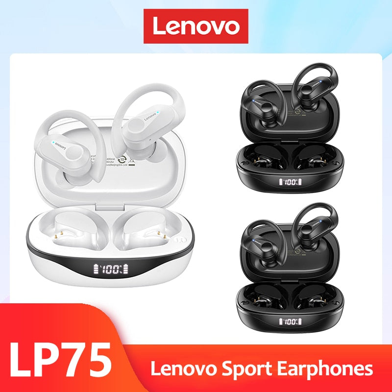 Lenovo LP75 TWS Sports Earphones Bluetooth 5.3 Wireless Headphones Waterproof HiFi Stereo Noise Reduction Earbuds with Mics