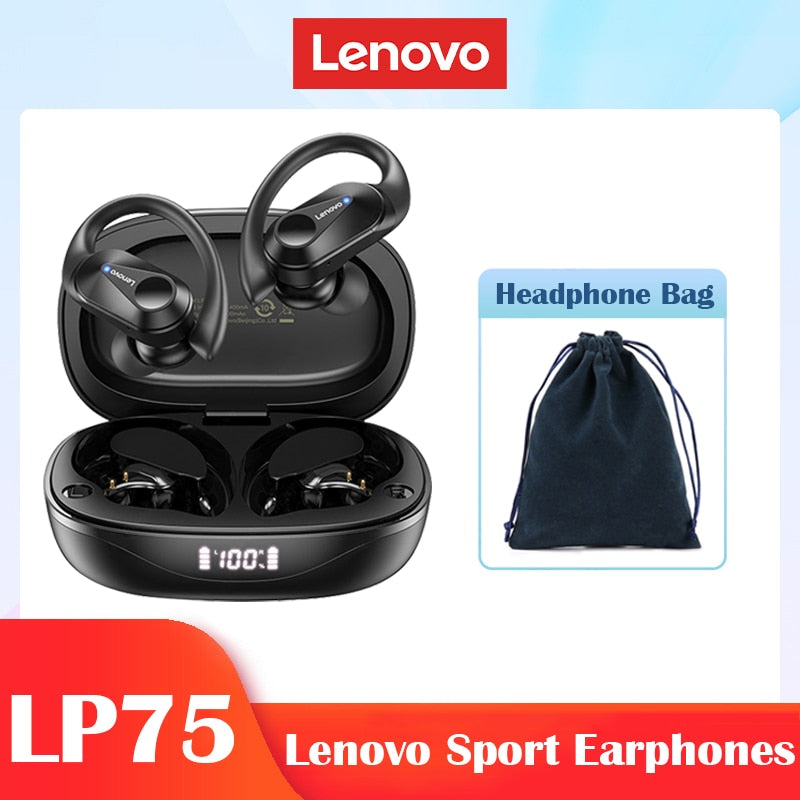 Lenovo LP75 TWS Sports Earphones Bluetooth 5.3 Wireless Headphones Waterproof HiFi Stereo Noise Reduction Earbuds with Mics