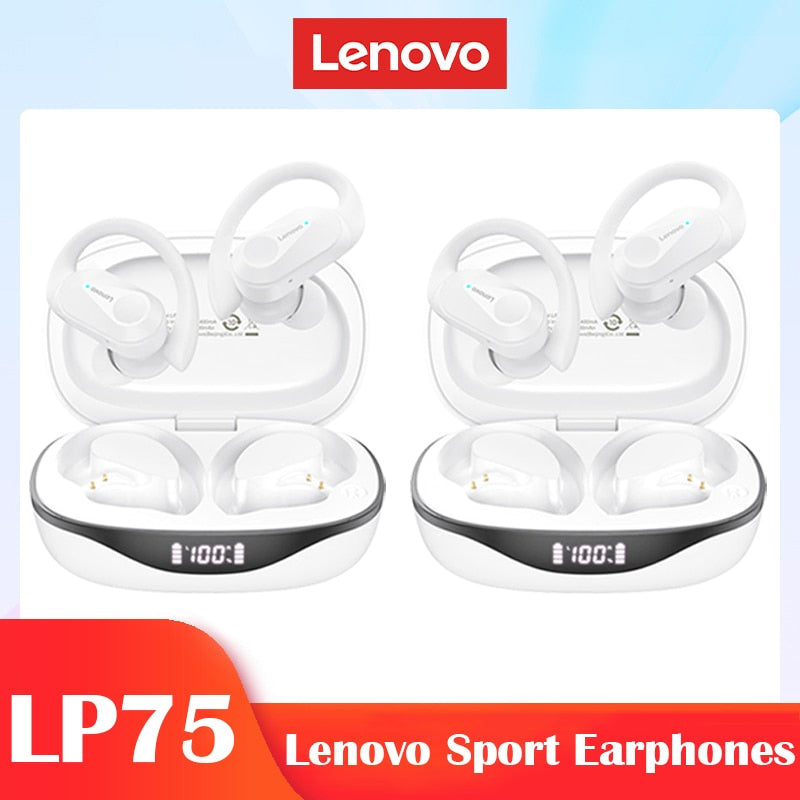 Lenovo LP75 TWS Sports Earphones Bluetooth 5.3 Wireless Headphones Waterproof HiFi Stereo Noise Reduction Earbuds with Mics