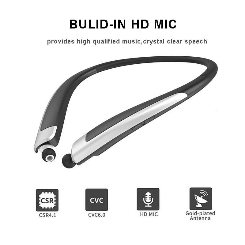 HBS-1100 Sports Stereo Bluetooth LG Neck-Mounted CSR 4.1 HD Sound Quality Waterproof Noise-Canceling Sports Earphone