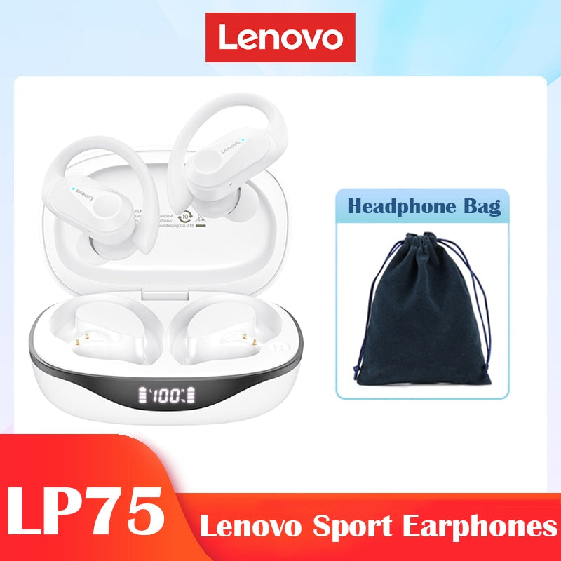 Lenovo LP75 TWS Sports Earphones Bluetooth 5.3 Wireless Headphones Waterproof HiFi Stereo Noise Reduction Earbuds with Mics